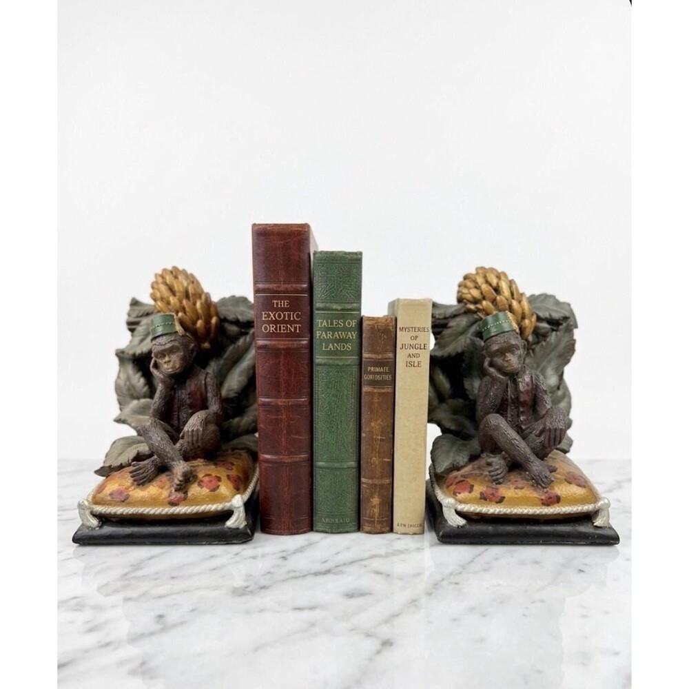 Vintage Bookends Monkeys in a Fez Palm Beach Regency Decor